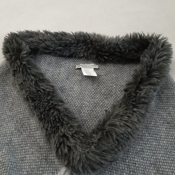 Fratelli Talli Gray Faux Fur Collar Wool Alpaca Knit Poncho - Picture 6 of 8